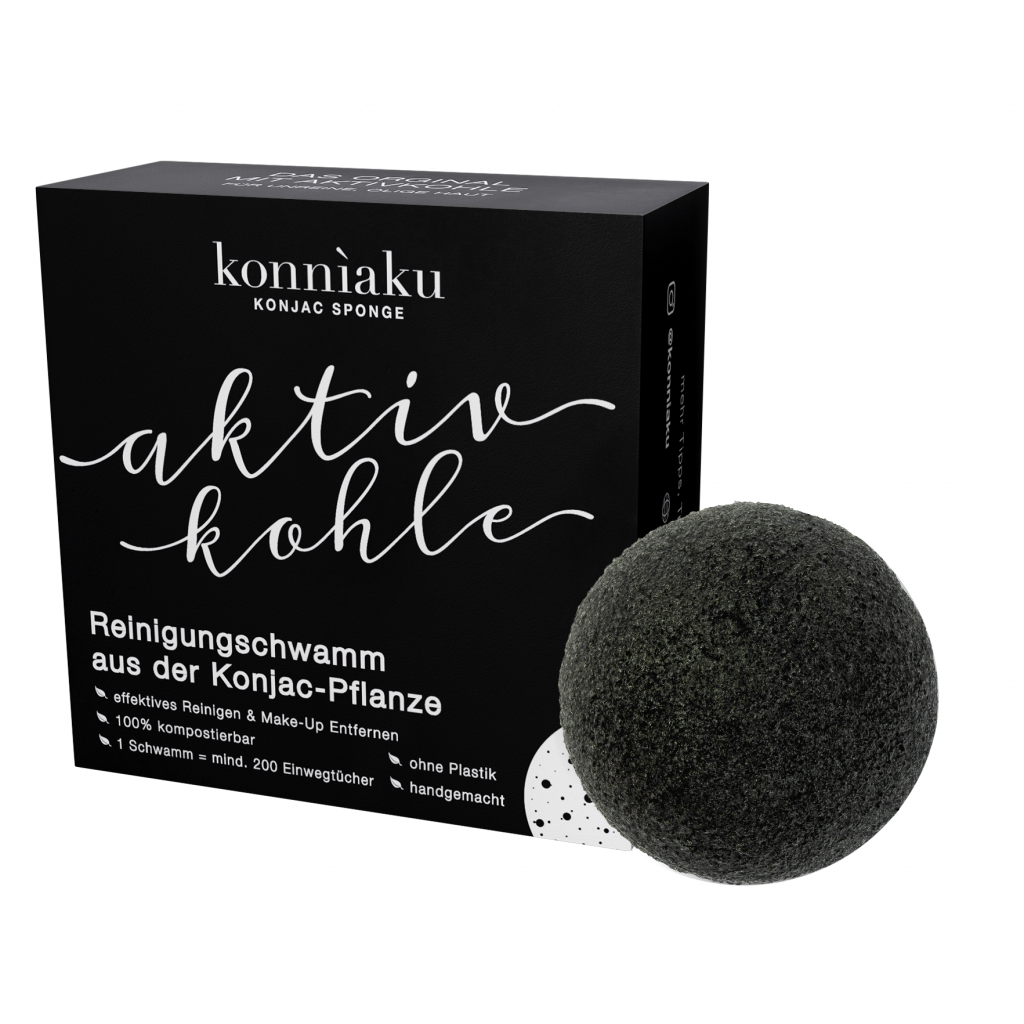 Aktivkohle Konjac Sponge Gesichtsschwamm Schminkbar